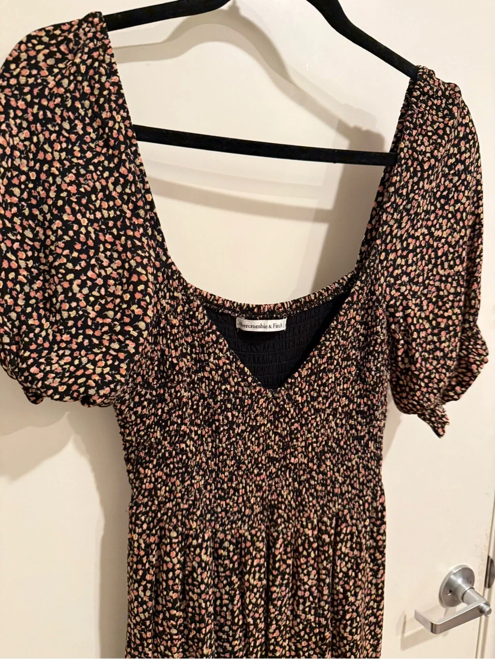Abercrombie & Fitch Black Maxi Dress with Pink Floral Print - Picture 2 of 7